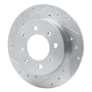Kia Spectra5 Brake Rotor (1) - Rear Left - R1 Concepts - Drilled & Slotted - Silver - `04-`09